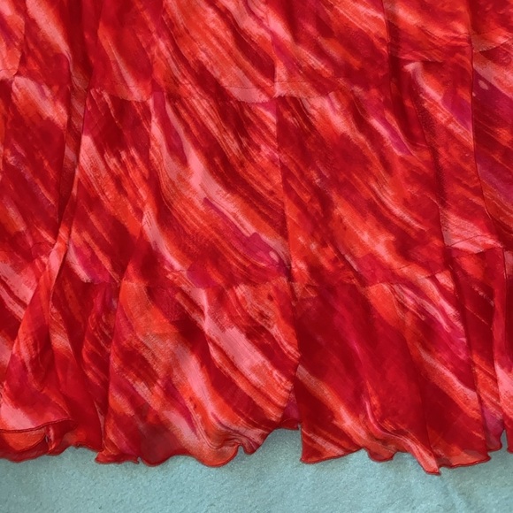 JONES NEW YORK tiered maxi tank dress red orange pink ruffle fully lined size 14 - Picture 3 of 7